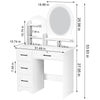 White Dressing Table With Led Lights Drawers Mirror Vanity Cabinet Make Up Desk