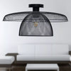 Black Metal Wire Tiered 43cm Ceiling Light Flush Fitting Industrial