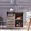 Retro Sliding Barn Door Sideboard with 2-Tier Shelves Storage Cabinet Kitchen