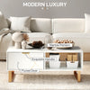 Elegant Coffee Table with Marble Effect & Storage Drawers for Living Room White