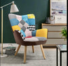 Patchwork Linen Fabric Armchair Wing Button Back Chair Single Sofa Lounge Seat