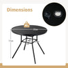 86CM Patio Dining Table Round Tempered Glass Table w/3.5 cm Umbrella Hole