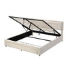 Ottoman Storage Gas Lift Bed Upholstered 5 ft King Bed Frame with Drawer Cream