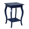 Accent Table End Table with Curved Legs 2-Tier Open Storage Shelves-Blue