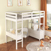 High Sleeper Bunk Bed, 3ft Solid Pine Wood Kids Loft Bed Frame With Desk Storage