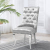 1/2/4X Light Grey Velvet Dining Chair Kitchen Dinning Room Metal Leg Padded Seat