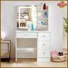 Dressing Table With 4 Drawers Lighted Mirror Makeup Desk Vanity Table Bedroom