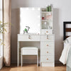 Vanity Set Makeup Table with Lighted Mirror Dressing Table 6Drawer Dresser Desk