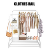 White Heavy Duty Double Clothes Rail Shoe Storage Garments Hanging Display 120Kg