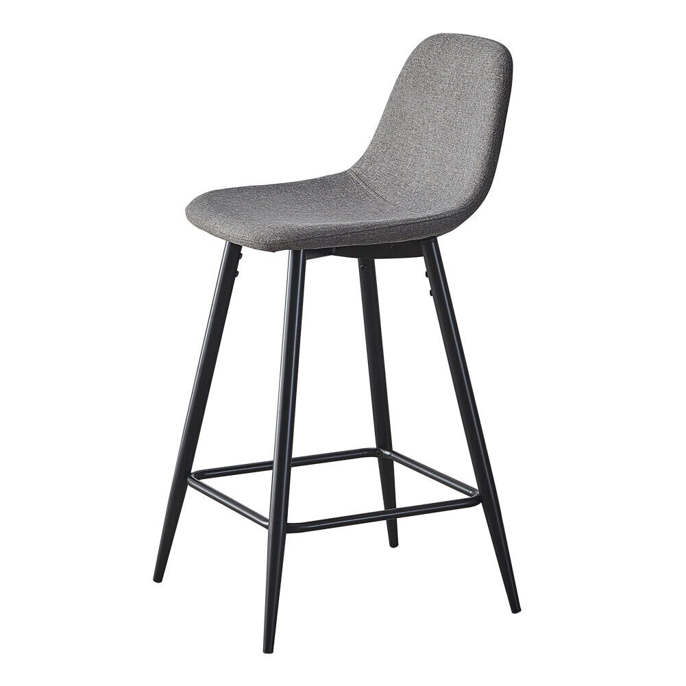 2X Bar Stools Fabric/Faux Leather Pub Chairs Breakfast Kitchen Metal Leg Modern