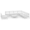 10 Piece Garden Lounge Set Solid Wood Pine White