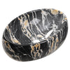 Black Marble Effect Ceramic Wash Basin Bathroom Sink Countertop Mount Oval Bowl