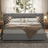 5ft King Size Bed Frame with Wide Headboard & LED, Hydraulic Ottoman Storage Bed