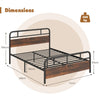 King Size Bed Frame Heavy-duty Platform Bed Industrial Bed Base w/headboard