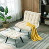 Upholstered Velvet Fabric Armchair and Footstool Adjustable Back Lounge Chair UK