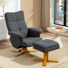 Linen Recliner Chair with Ottoman Footrest Storage Space Grey