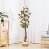 Artificial Rose Bush Tree Potted Plant Pink Faux Flower Home Decor Garden 150cm
