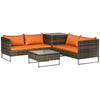 4Pcs Patio Rattan Sofa Garden Furniture Set with Table Cushions Orange