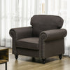 Mid-Century Armchair Upholstered Accent Chair w/ Wood Frame, Brown