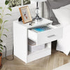 Bedroom Nightstand Compact Bedside Table One Drawer Storage Cabinet White