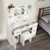 Dressing Table with Drawers, Mirror Stool Set Makeup Desk Vanity Table Bedroom