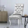 1/2/4X Light Grey Velvet Dining Chair Kitchen Dinning Room Metal Leg Padded Seat