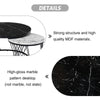 Round Coffee Table Set of 2 Stacking Side End Table Nesting Tables Marble Effect