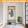 Industrial Coat Rack Stand with 7 Hooks Hangers Shoe Storage Bench Cabinet