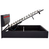 Upholstered Ottoman Bed 5ft King Size LED Hydraulic Bed Frame with Storage Black