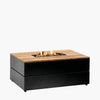 Garden Fire Pit Table Black Wooden Outdoor Heater Fireplace Table Stove