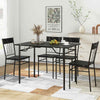 Rectangular Dining Furniture Set for 4 People Kitchen Table with 4 Chairs-Black