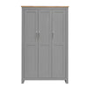 Lisbon Light Grey 3 Door Wardrobe Bedroom Furniture Storage Cupboard