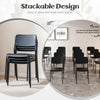 4 pcs Stackable Kitchen Chairs Plastic Chairs Set Dining Room-Black
