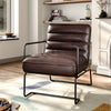 Upholstered Distressed Faux Leather Tan Armchair Chair Lounge Sofa Living Room