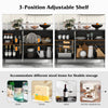 Modern Sideboard w/ Tempered Glass Door Kitchen Buffet Storage Cabinet w/3 Doors