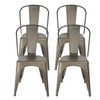 Set of 4 Metal Dining Chairs Industrial Kitchen Chairs Stackable Seat Bronze