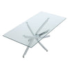 Modern Clear Tempered Glass Top Coffee Table Chrome Legs Living Kitchen Tables