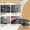 3-Tier Modern Oval Tea Table Smooth Glass Coffee Table Sofa End Side Table