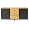 Wooden Rattan Sideboard Buffet Storage Cabinet TV Stand Unit w/2 Doors 3 Drawers