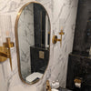 Wall Metal Frame Mirror Bathroom Bedroom Makeup Dressing Oval Pill Shaped Mirror