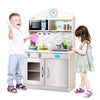 Kids Cooking Pretend Play Toy Kitchen Set with Hooks & Stove-Silver