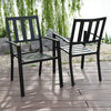 PHI VILLA Set of 4 Garden Dining Chair Set Outdoor w/ High Back Armrest Black