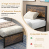Industrial Metal Platform Bed Single Metal Bed Frame w/High Headboard