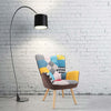 Patchwork Fabric Wing Back Leisure Armchair Lounge Sofa Club Living Room Chair