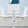 Clear Glass Dining Table and 2/4 White Chairs Set Dining Room Dinette Restaurant