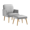 Accent Chair Armchair With Footstool Upholstered Velvet Single Sofa Lounge Chair