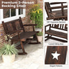 Outdoor Carbonized 2-Seat Wood Rocking Bench Garden Double Rocking Chair