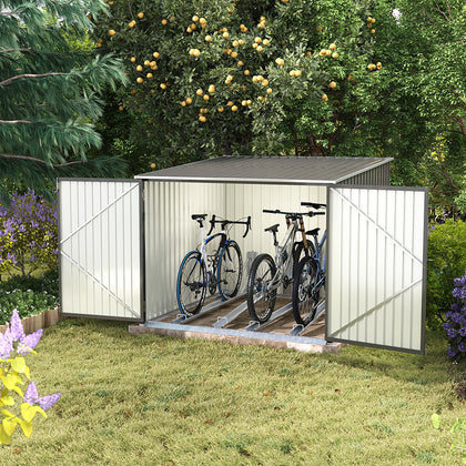 Large Steel Outdoor Garden Shed Bike Storage Tool Bicycle Store W/4 Bike Lanes