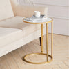 Slim Sofa Bed Snack Side End Small Couch Table Golden Legs Marble Effect Top