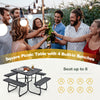 8 person Square Picnic Table Bench SetOutdoor Circular Picnic Table W/4 Benches